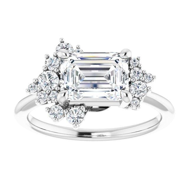 Lydia - Prong Set Accented Side Cluster /Halo Engagement Ring - Setting only Ring Setting by Nodeform