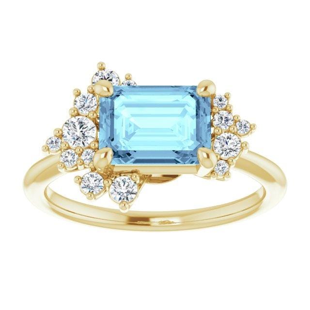 Lydia - Prong Set Accented Side Cluster /Halo Engagement Ring - Setting only Ring Setting by Nodeform