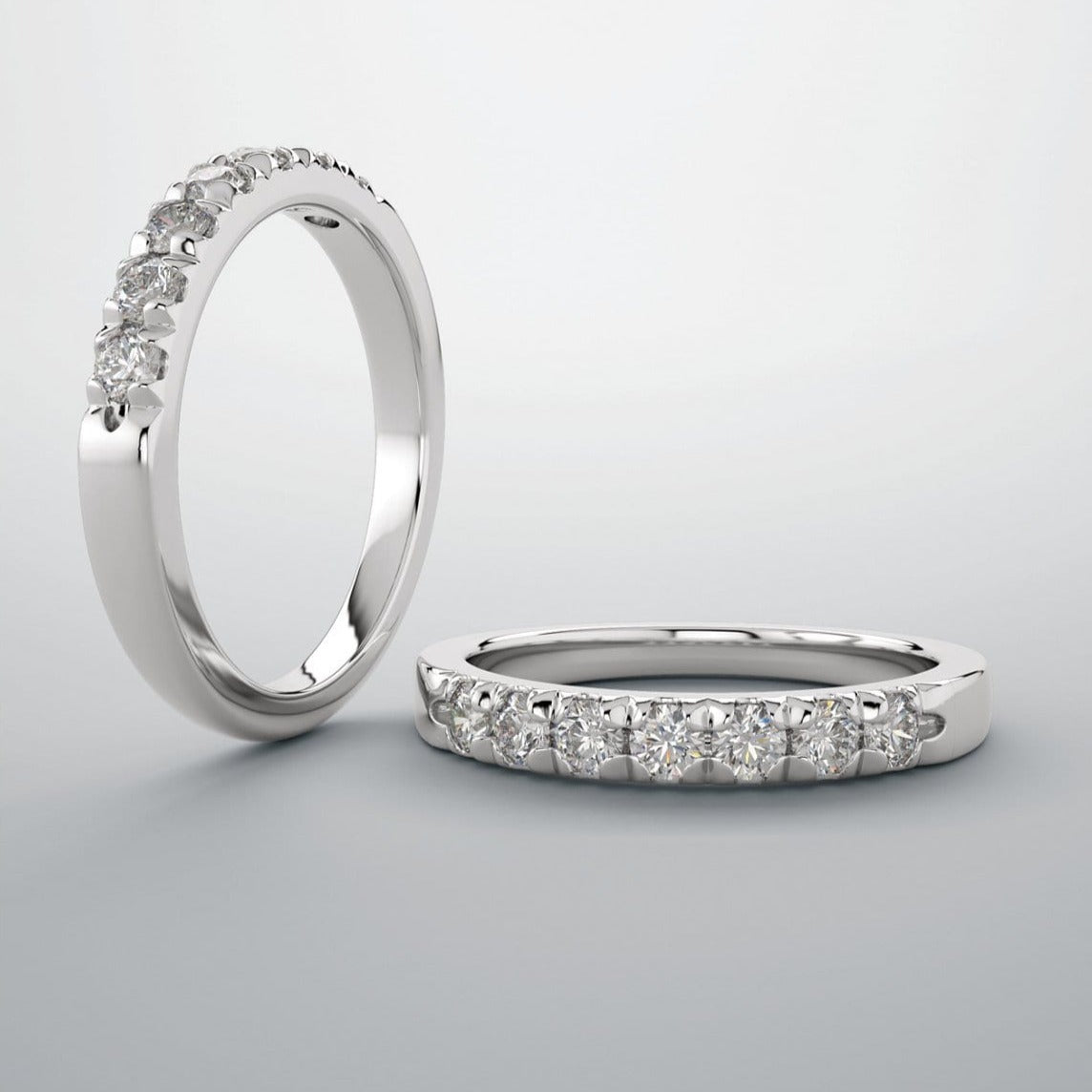 Freya Anniversary Band - French Set Moissanite Pave Ring Stacking Wedding Band Ring by Nodeform