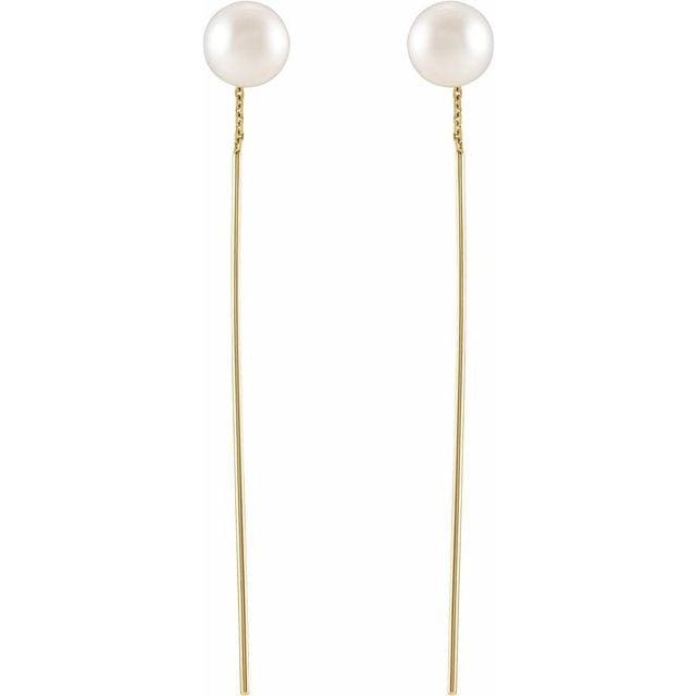 White Freshwater Cultured Pearl Gold Threader Earrings Earrings by Nodeform