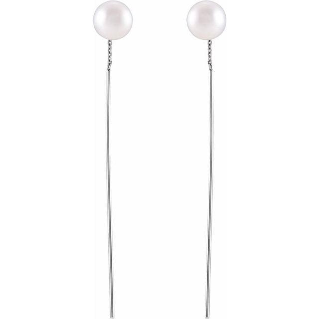 White Freshwater Cultured Pearl Gold Threader Earrings Earrings by Nodeform