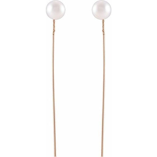 White Freshwater Cultured Pearl Gold Threader Earrings Earrings by Nodeform