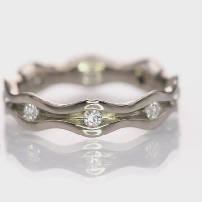 Wave Diamond Eternity Wedding Ring