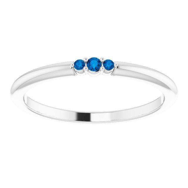 Tania Band -Graduated Diamond, Moissanite or Sapphire Stacking Wedding Ring All Blue Sapphires / Continuum Sterling Silver Ring by Nodeform
