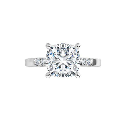 Natalie -Prong Set Engagement Ring with Accented Cathedral Shank - Setting only