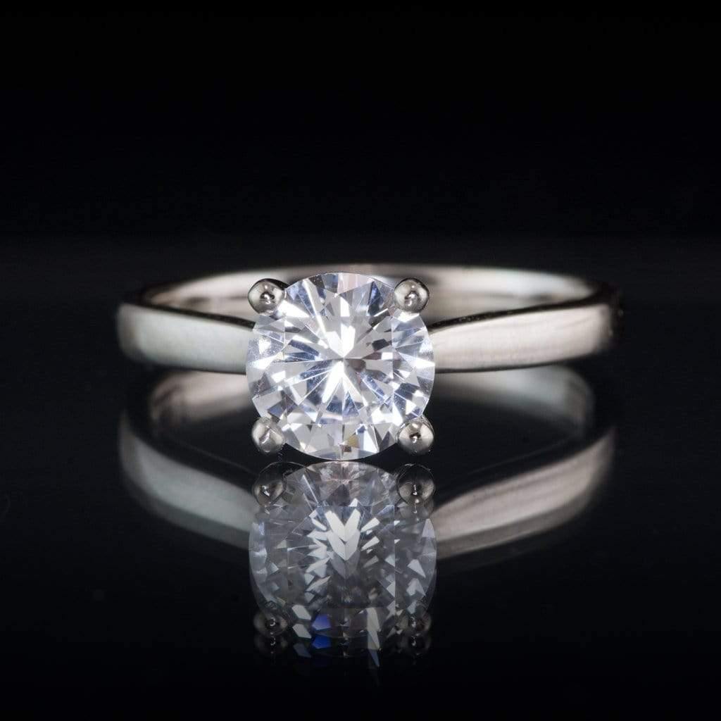 Amelia Ring- White Sapphire Prong Set Cathedral Style Solitaire Engagement Ring Ring by Nodeform