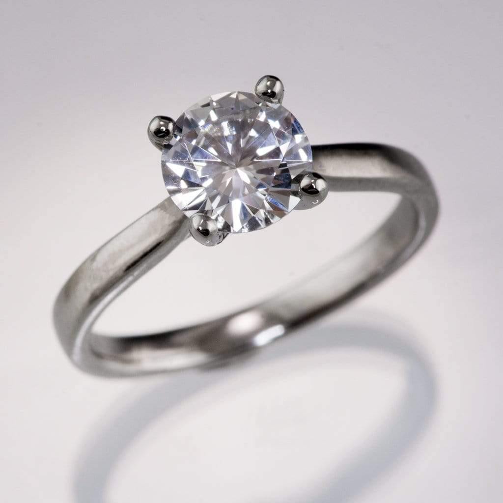 Amelia Ring- White Sapphire Prong Set Cathedral Style Solitaire Engagement Ring Ring by Nodeform