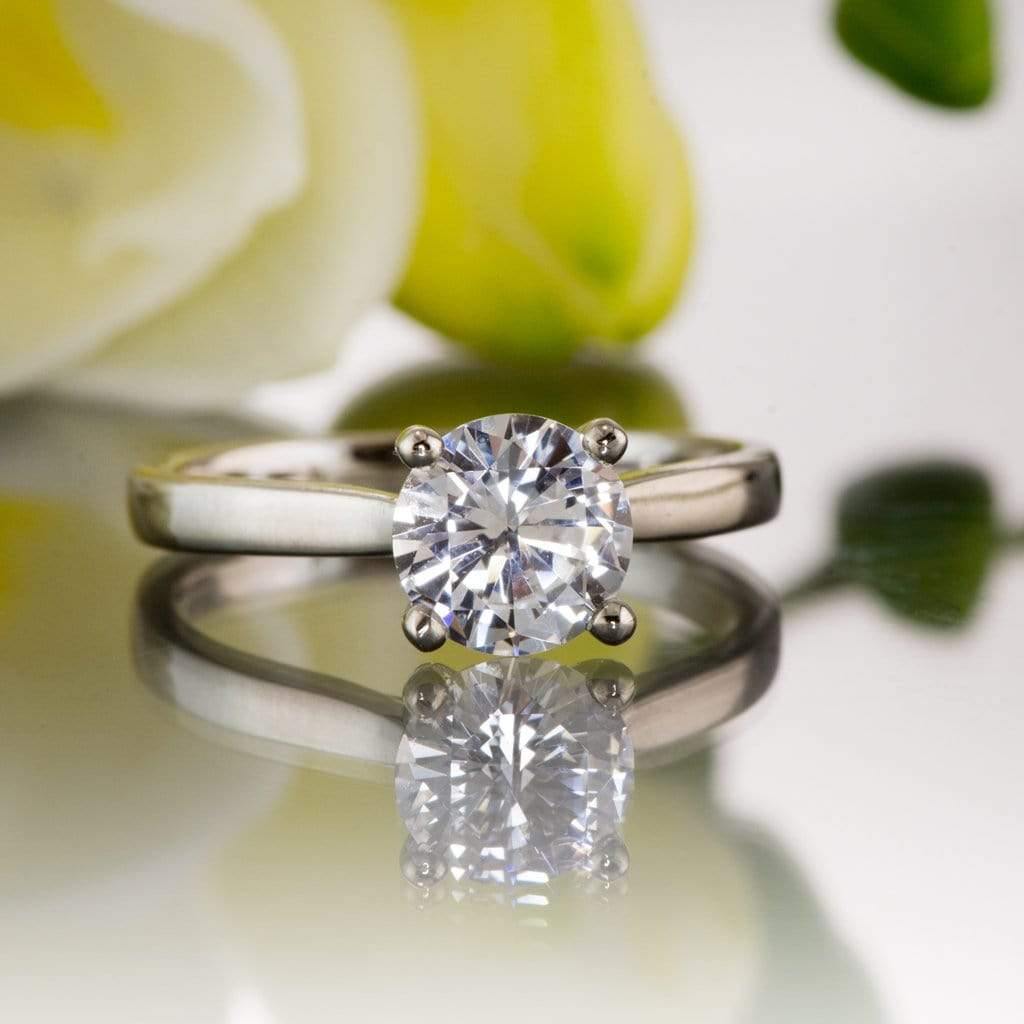 Amelia Ring- White Sapphire Prong Set Cathedral Style Solitaire Engagement Ring Ring by Nodeform