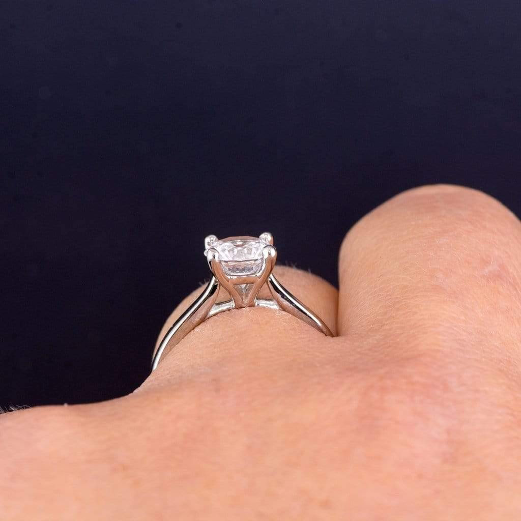 Amelia Ring- White Sapphire Prong Set Cathedral Style Solitaire Engagement Ring Ring by Nodeform