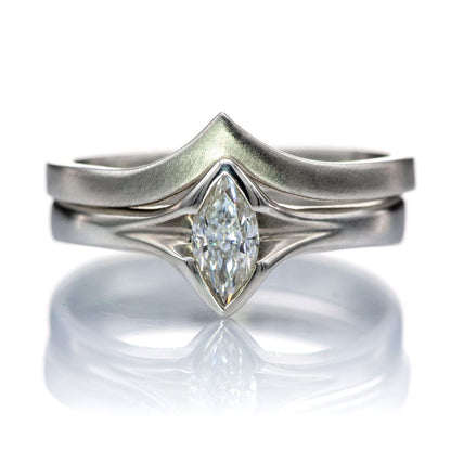 Marquise Diamond Semi-Bezel Fold Solitaire Engagement Ring Ring by Nodeform