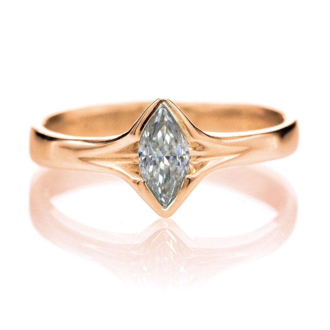 Marquise Diamond Semi-Bezel Fold Solitaire Engagement Ring 14k Rose Gold / 0.37ct GHI/SI Lab-Grown Diamond Ring by Nodeform