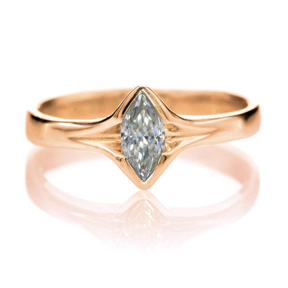 Marquise Diamond Semi-Bezel Fold Solitaire Engagement Ring 14k Rose Gold / 0.37ct GHI/SI Lab-Grown Diamond Ring by Nodeform