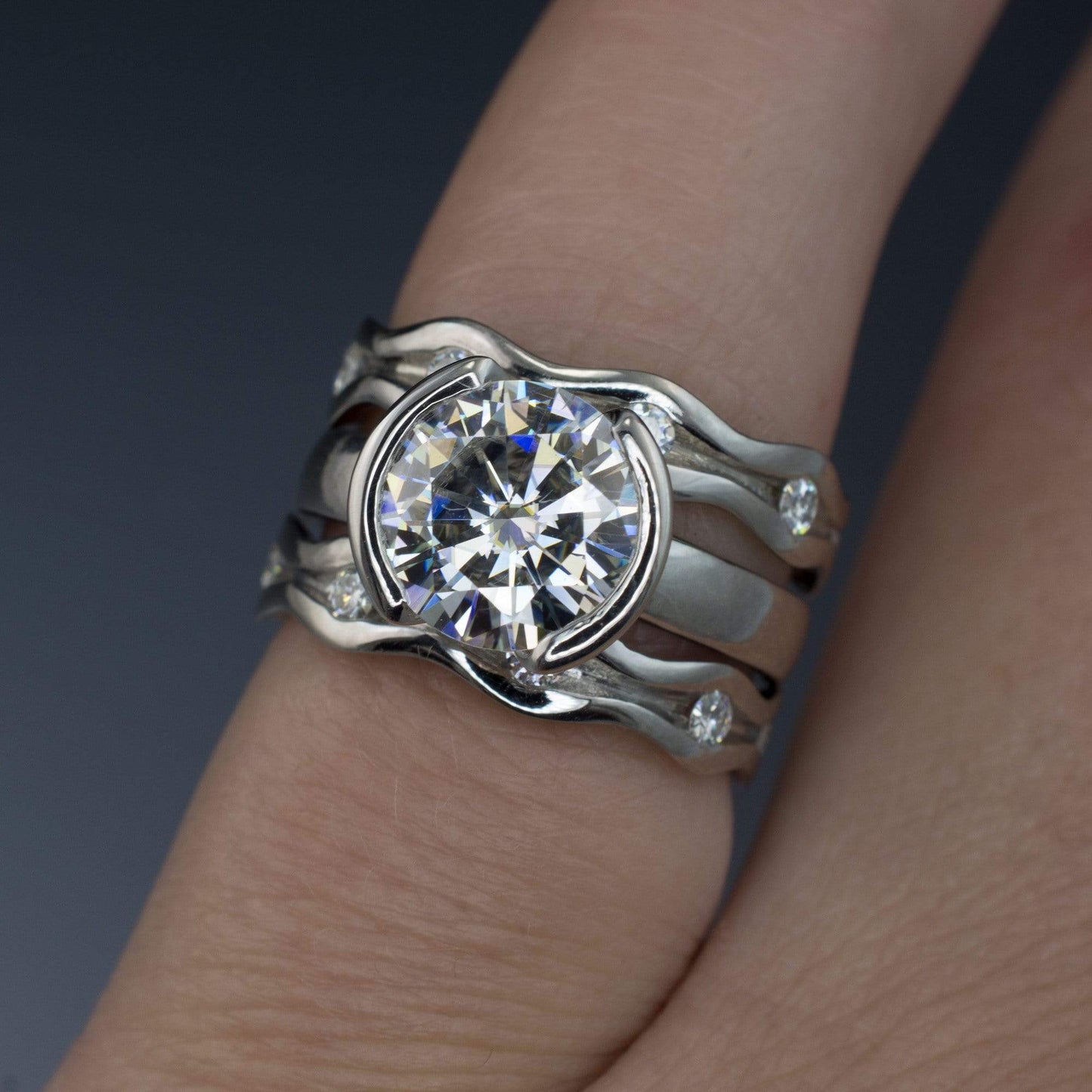 Wave Moissanite Eternity Wedding Ring Ring by Nodeform