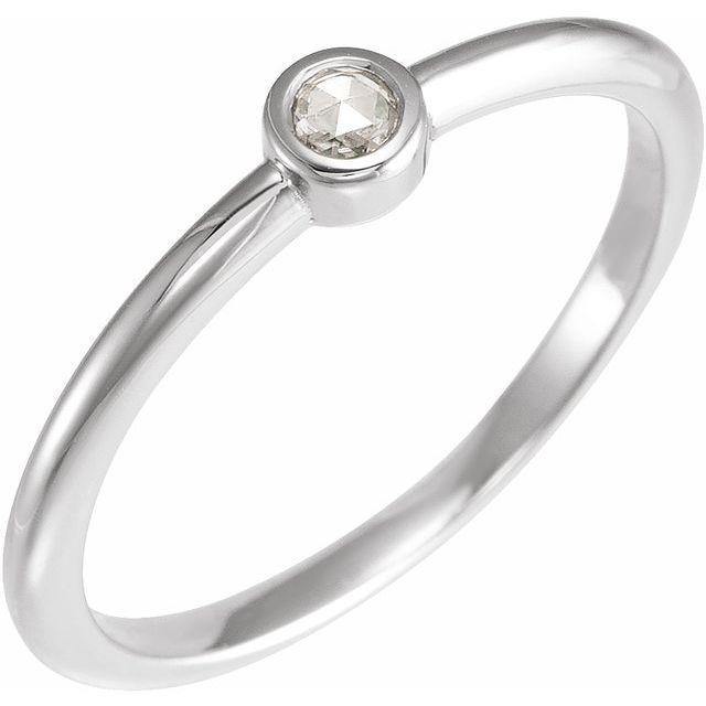 Round 0.06ct Rose Cut Diamond Low Profile Bezel Stacking Ring Platinum Ring by Nodeform