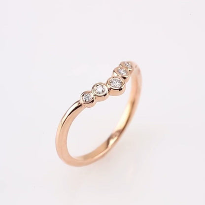 Velda - Graduated Diamond, Moissanite or Sapphire Curved Contoured Stacking Wedding Ring