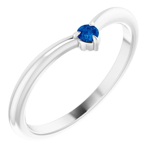 Velma Band - Blue Sapphire V-Shape Contoured Stacking Wedding Ring Ring by Nodeform