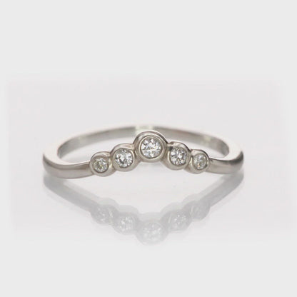 Velda - Graduated Diamond, Moissanite or Sapphire Curved Contoured Stacking Wedding Ring