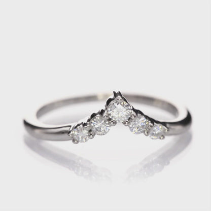 Phoebe Band -Graduated Diamond or Sapphire V-Shape Contoured Stacking Wedding Ring