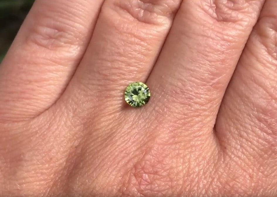Round Custom Cut Olive Green 5.8mm/0.81ct Australian Sapphire Loose Gemstone 5.8mm/0.81ct Australian Olive Green Round Sapphire Loose Gemstone by Nodeform