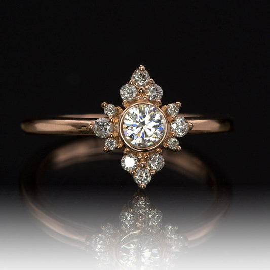 Ava Ring - Moissanite, Diamond or White Sapphire Halo Engagement Ring Ring by Nodeform