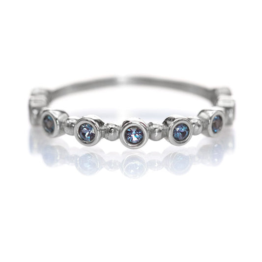 Becca Band - Alexandrite Bezel Set Stacking Half Eternity Anniversary Ring 14k White Gold Ring by Nodeform