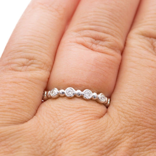 Becca Band - Diamond, Moissanite or Sapphire Bezel Set Stacking Half Eternity Anniversary Ring Ring by Nodeform