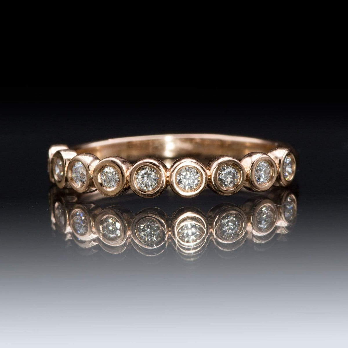 Betty Anniversary Band - Bezel Set Diamond Half Eternity Stacking Wedding Ring Ring by Nodeform