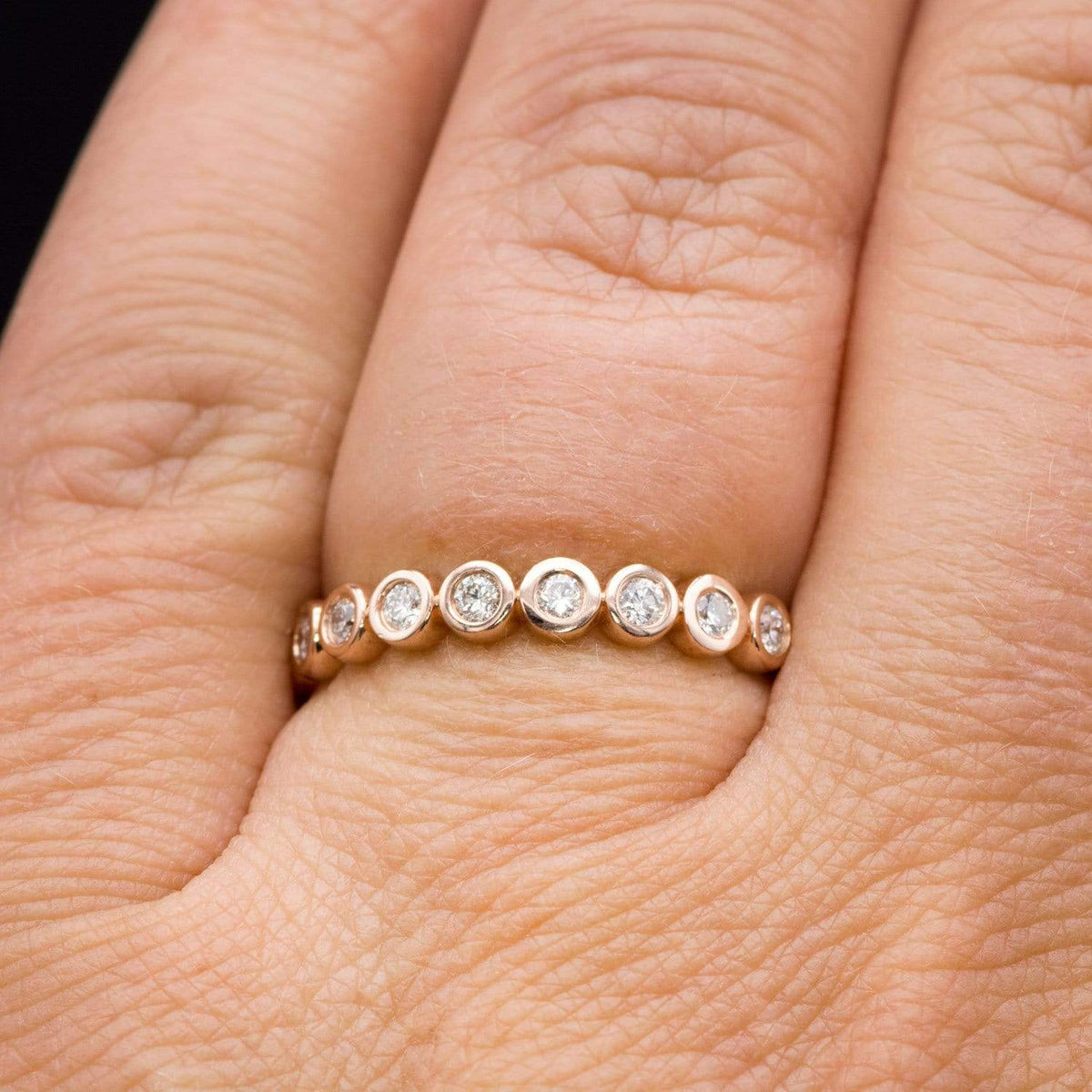 Betty Anniversary Band - Bezel Set Diamond Half Eternity Stacking Wedding Ring Ring by Nodeform
