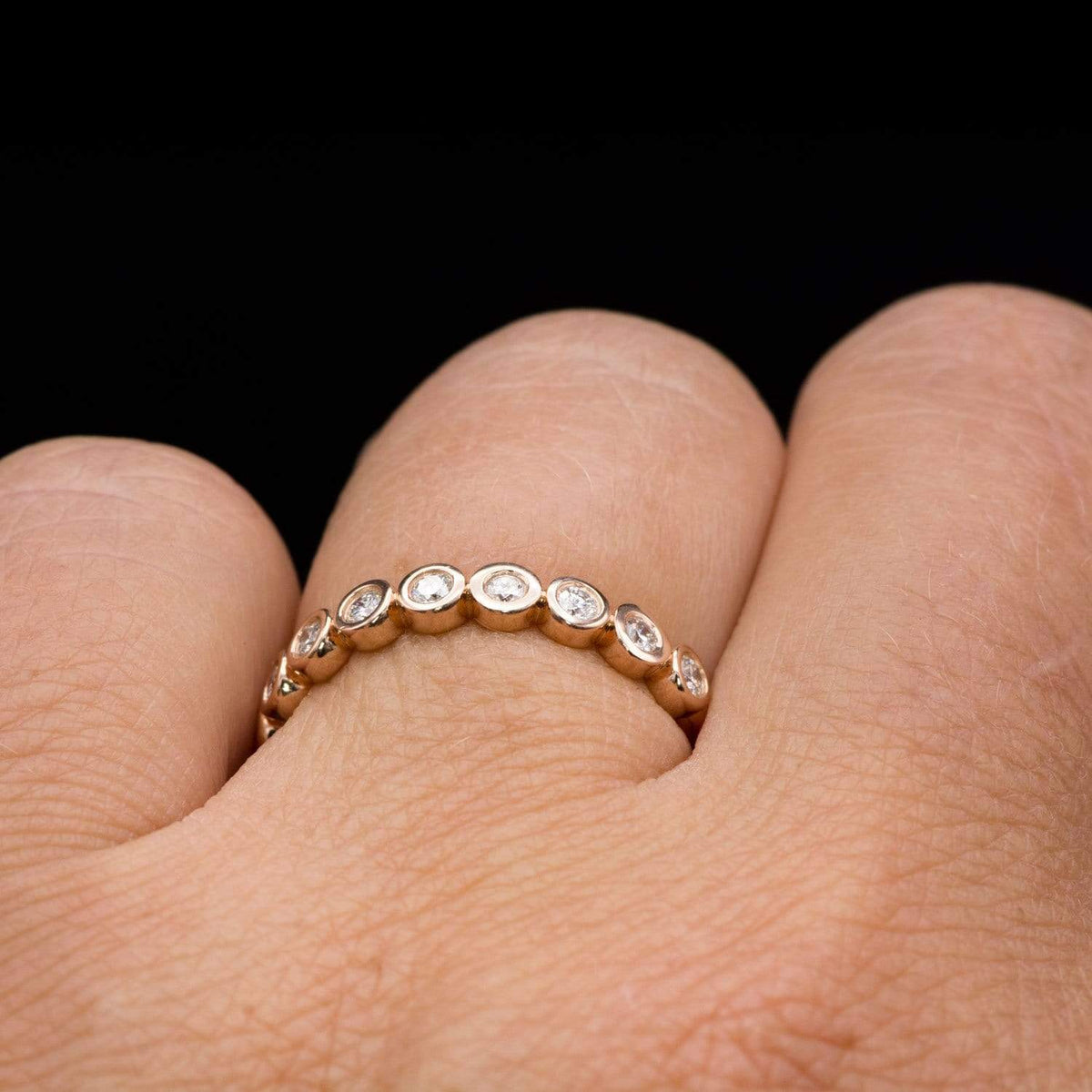 Betty Anniversary Band - Bezel Set Diamond Half Eternity Stacking Wedding Ring Ring by Nodeform