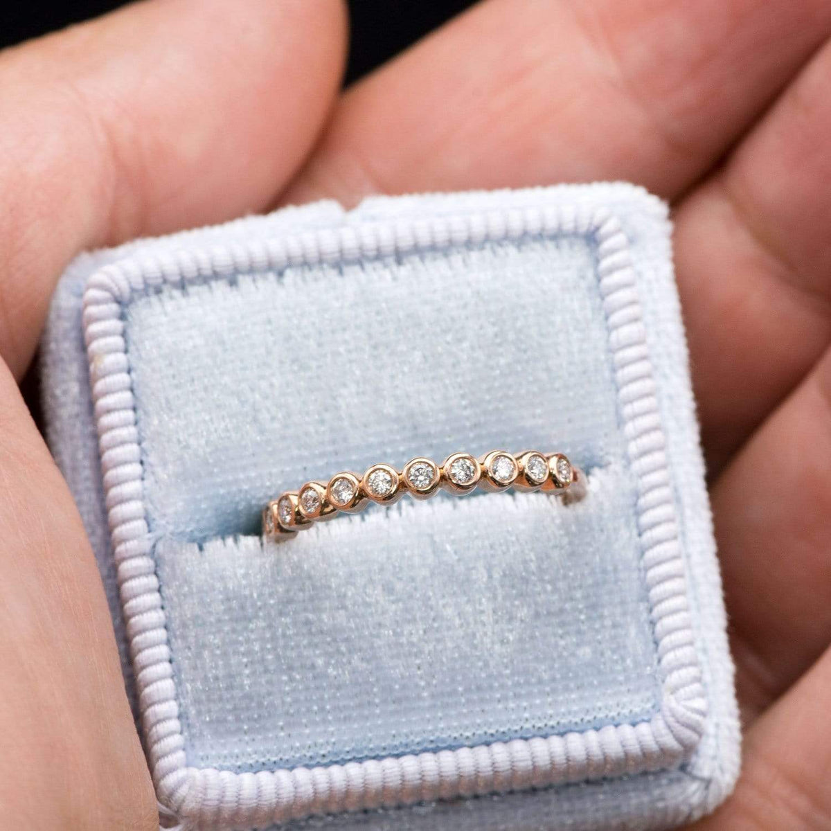 Betty Anniversary Band - Bezel Set Diamond Half Eternity Stacking Wedding Ring Ring by Nodeform