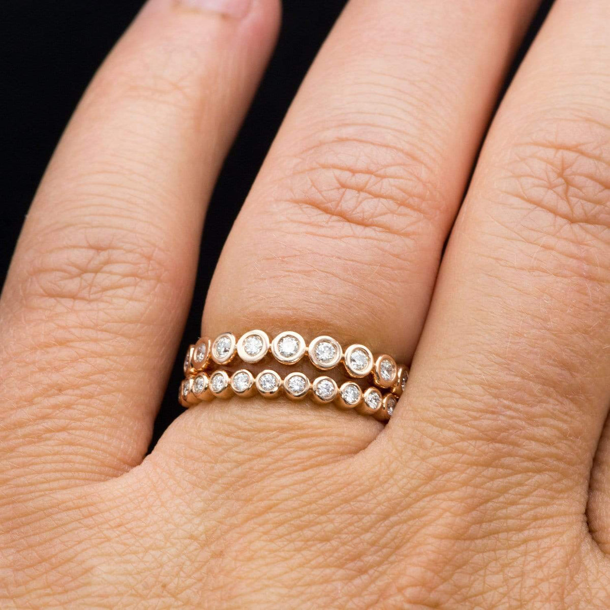 Betty Anniversary Band - Bezel Set Diamond Half Eternity Stacking Wedding Ring Ring by Nodeform