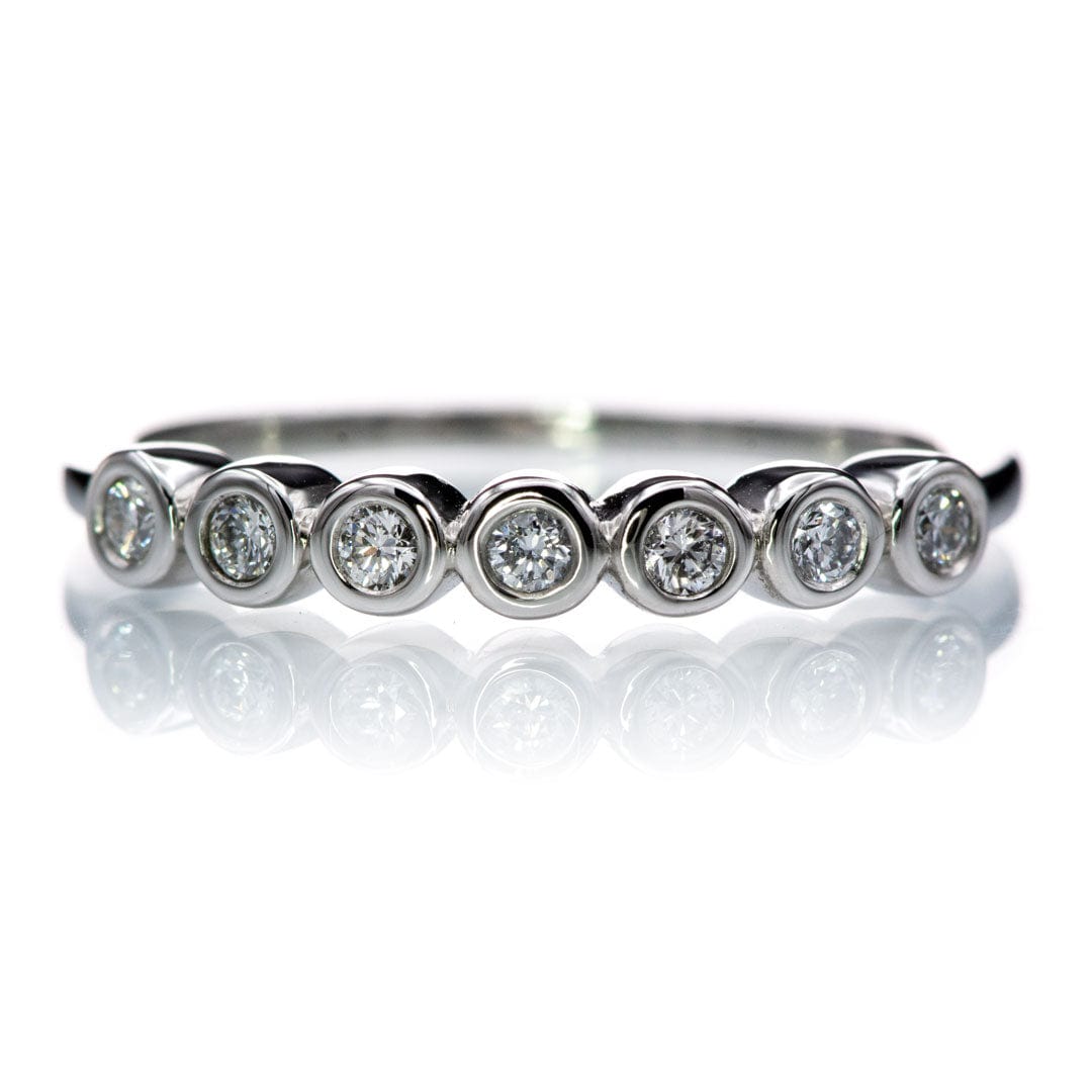 Beverly Anniversary Band Bezel Diamond , sapphire or Moissanite Stacking Wedding Ring 14k Nickle White Gold (Not Rhodium Plated) / Lab Grown Diamonds 2mm/0.03ct G-H/SI1-SI2 Ring by Nodeform