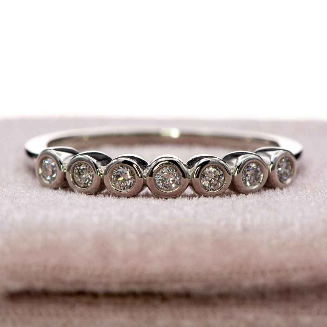 Beverly Anniversary Band Bezel Diamond , sapphire or Moissanite Stacking Wedding Ring Ring by Nodeform