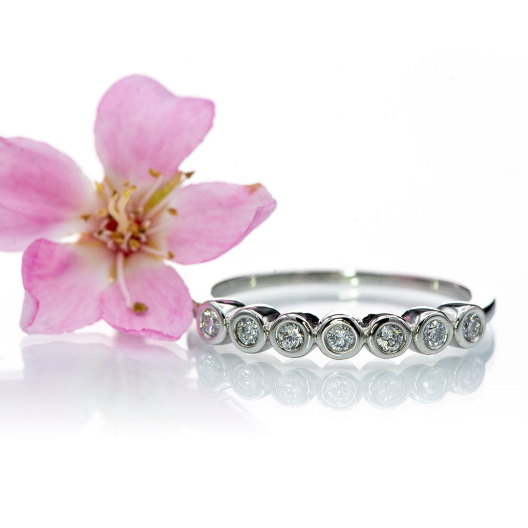 Beverly Anniversary Band Bezel Diamond , sapphire or Moissanite Stacking Wedding Ring Ring by Nodeform