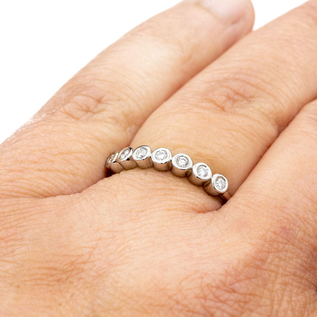 Beverly Anniversary Band Bezel Diamond , sapphire or Moissanite Stacking Wedding Ring Ring by Nodeform