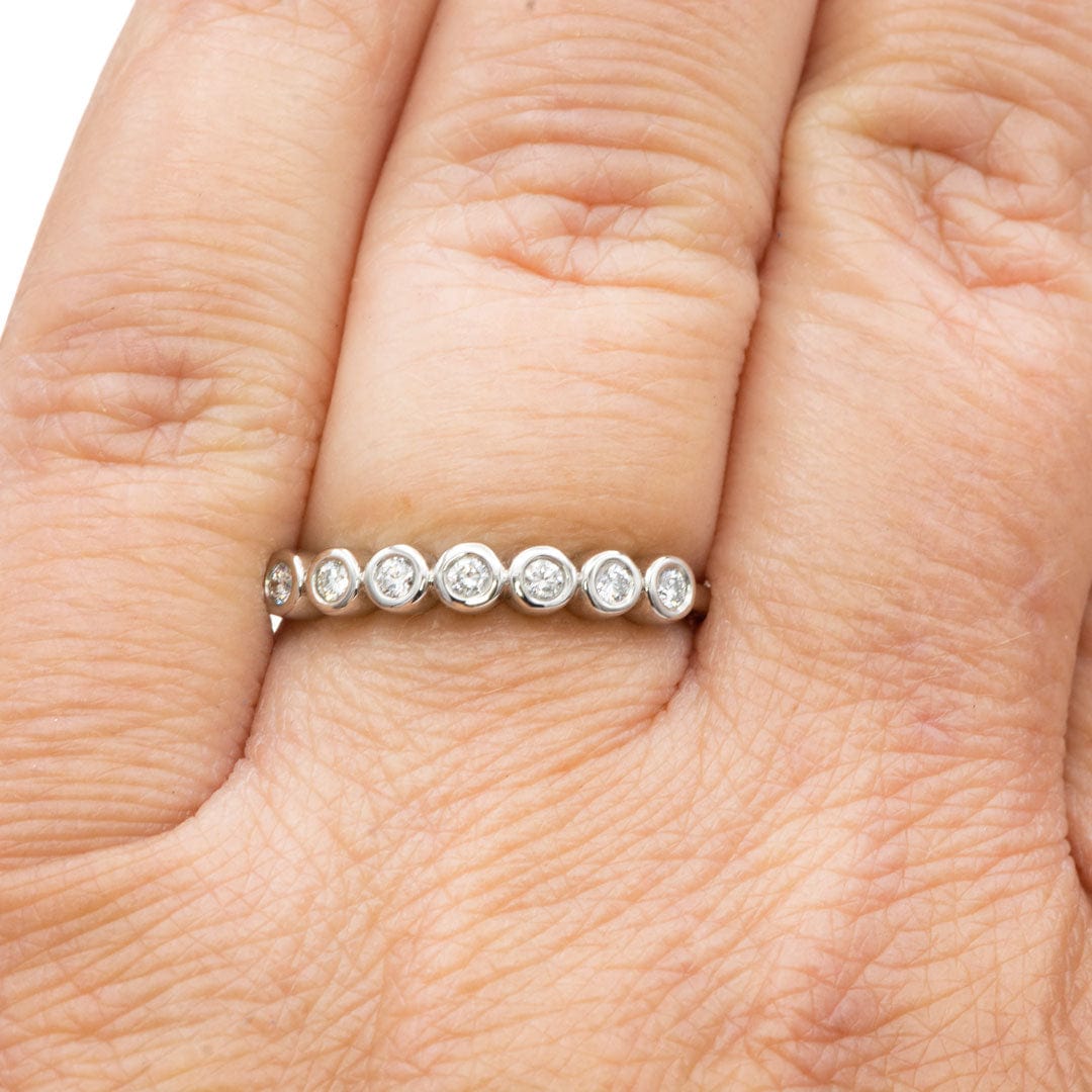 Beverly Anniversary Band Bezel Diamond , sapphire or Moissanite Stacking Wedding Ring Ring by Nodeform