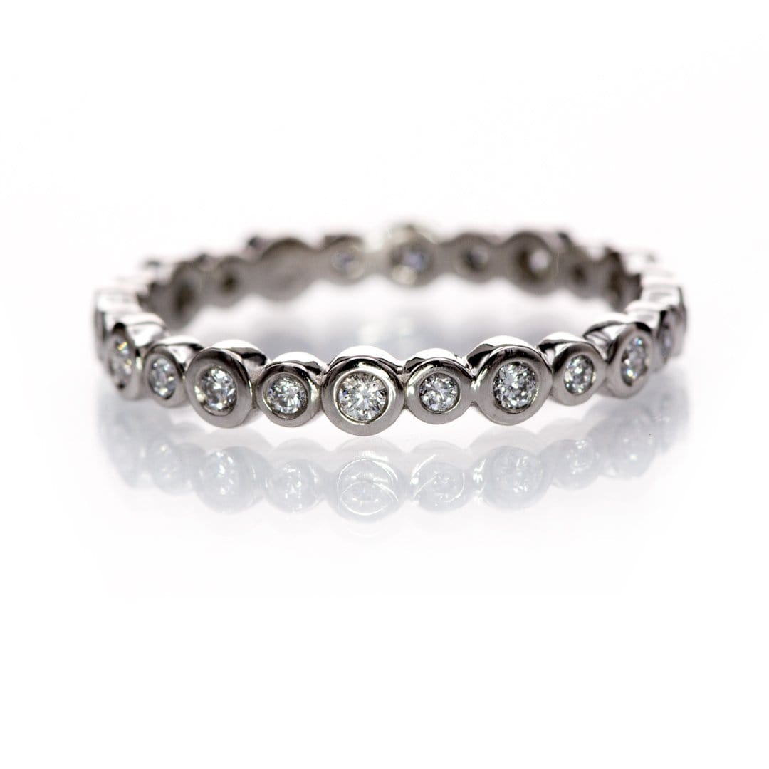 Bree Anniversary Band - Bezel Set Diamond Eternity Stacking Ring Wedding Band Genuine Mined Diamonds / Sterling Silver Ring by Nodeform