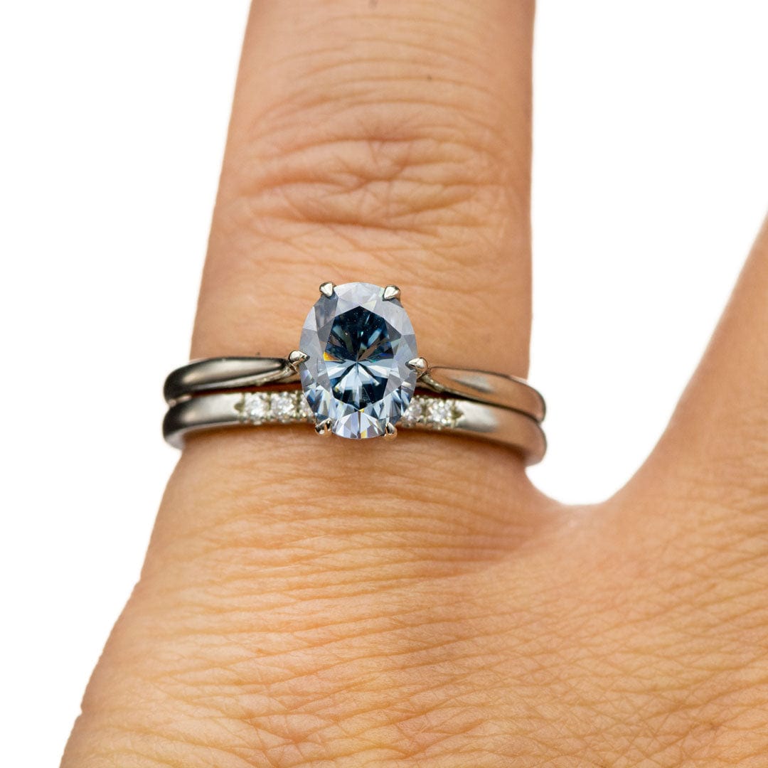 Louise Anniversary Band - French Set Moissanite or Diamond Pave Ring Stacking Wedding Band Ring by Nodeform