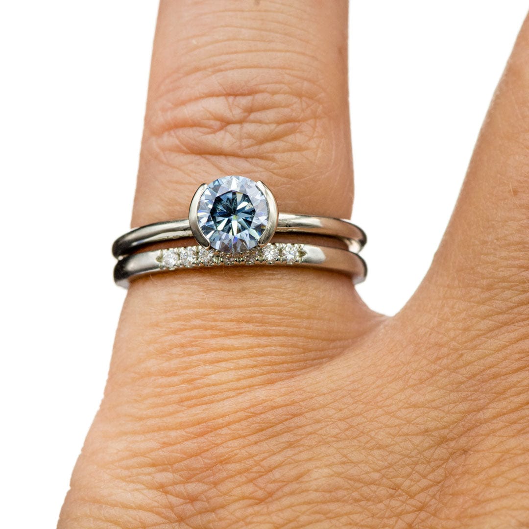 Louise Anniversary Band - French Set Moissanite or Diamond Pave Ring Stacking Wedding Band Ring by Nodeform