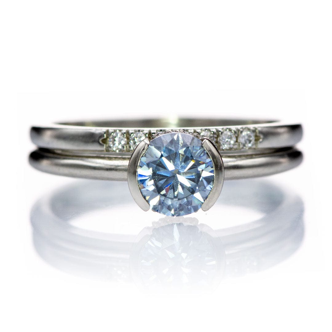 Louise Anniversary Band - French Set Moissanite or Diamond Pave Ring Stacking Wedding Band Ring by Nodeform