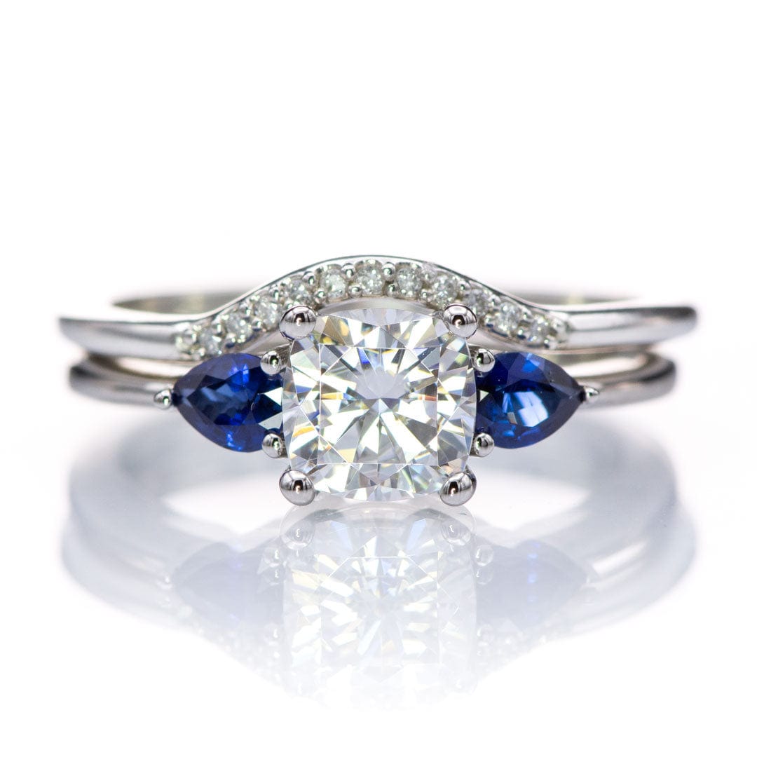 Cecilia Band - C-Shape Contoured Accented Diamond, or Sapphire Shadow Wedding Ring Ring by Nodeform