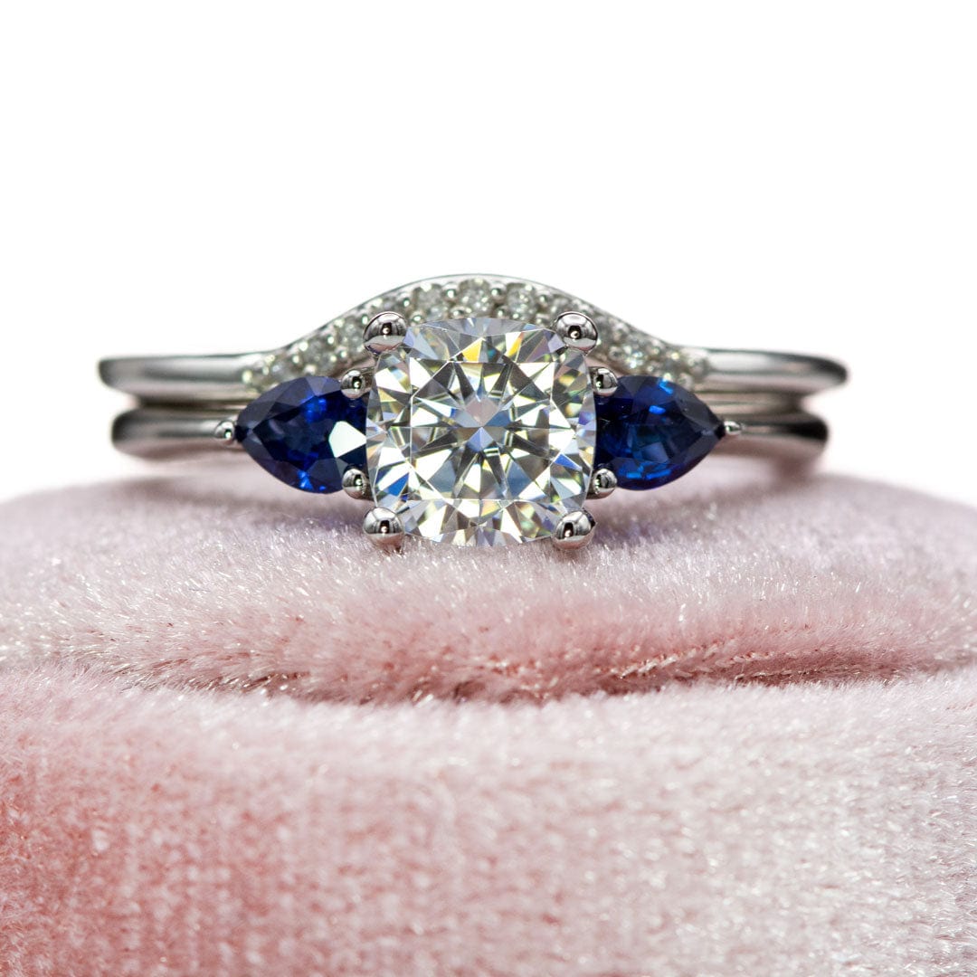 Cecilia Band - C-Shape Contoured Accented Diamond, or Sapphire Shadow Wedding Ring Ring by Nodeform