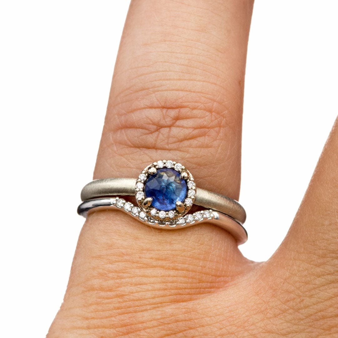Cecilia Band - C-Shape Contoured Accented Diamond, or Sapphire Shadow Wedding Ring Ring by Nodeform