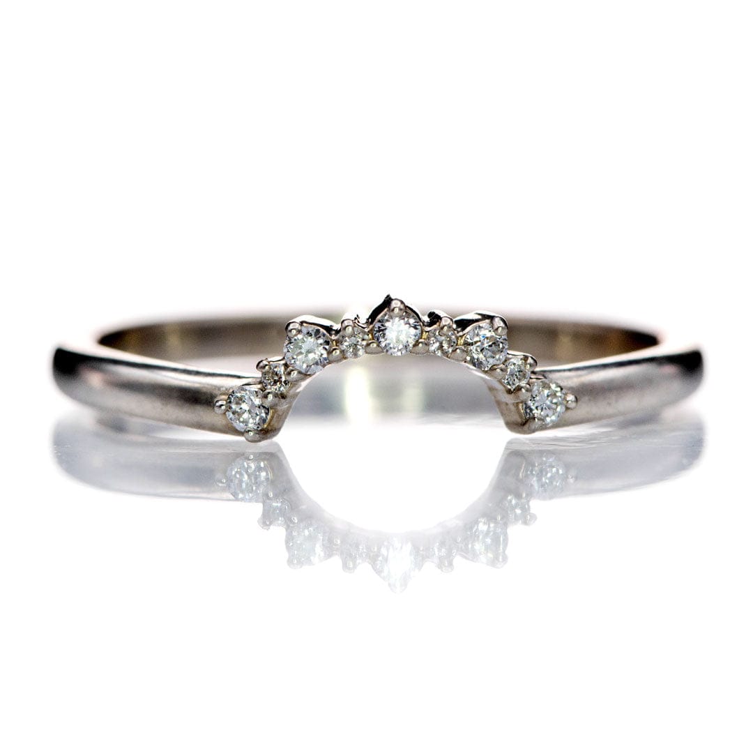 Casey Band - C-Shape Contoured Accented Diamond, or Sapphire Shadow Wedding Ring Ring by Nodeform