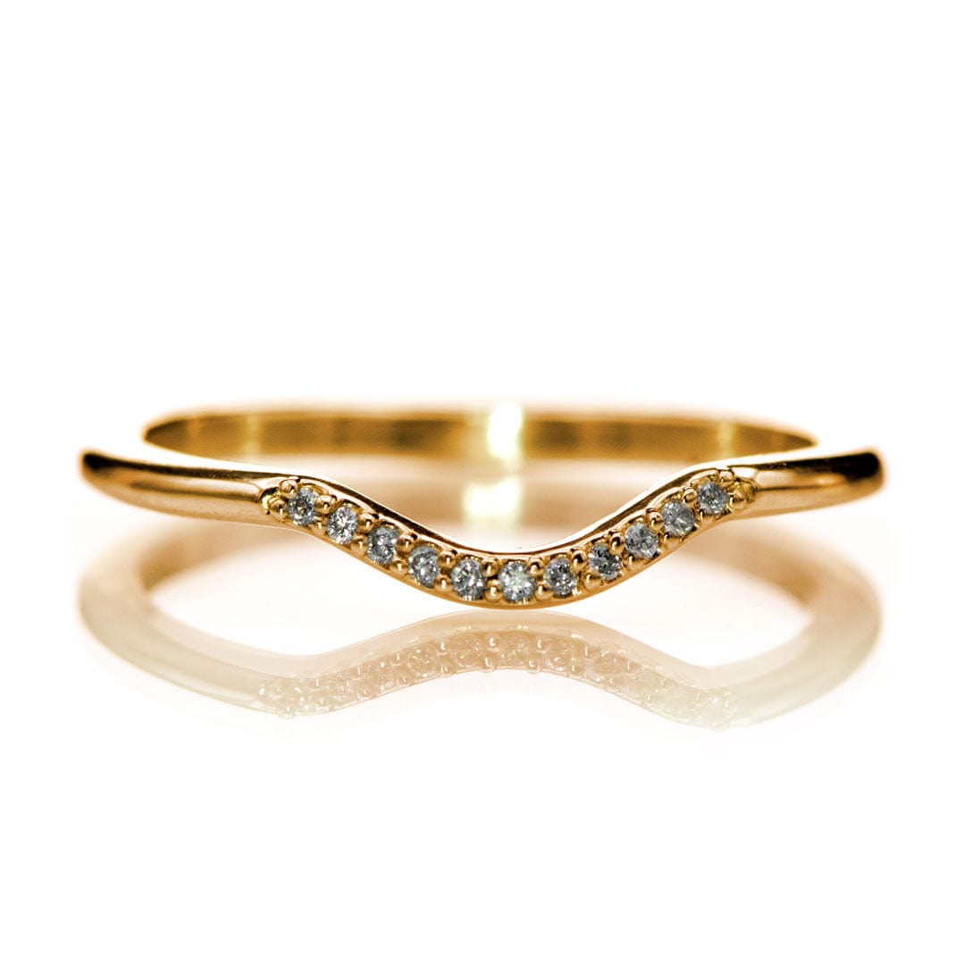 Cecilia Band - C-Shape Contoured Accented Diamond, or Sapphire Shadow Wedding Ring All White Sapphires / 14k Rose Gold Ring by Nodeform