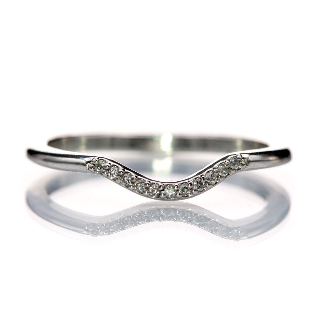 Cecilia Band - C-Shape Contoured Accented Diamond, or Sapphire Shadow Wedding Ring Ring by Nodeform