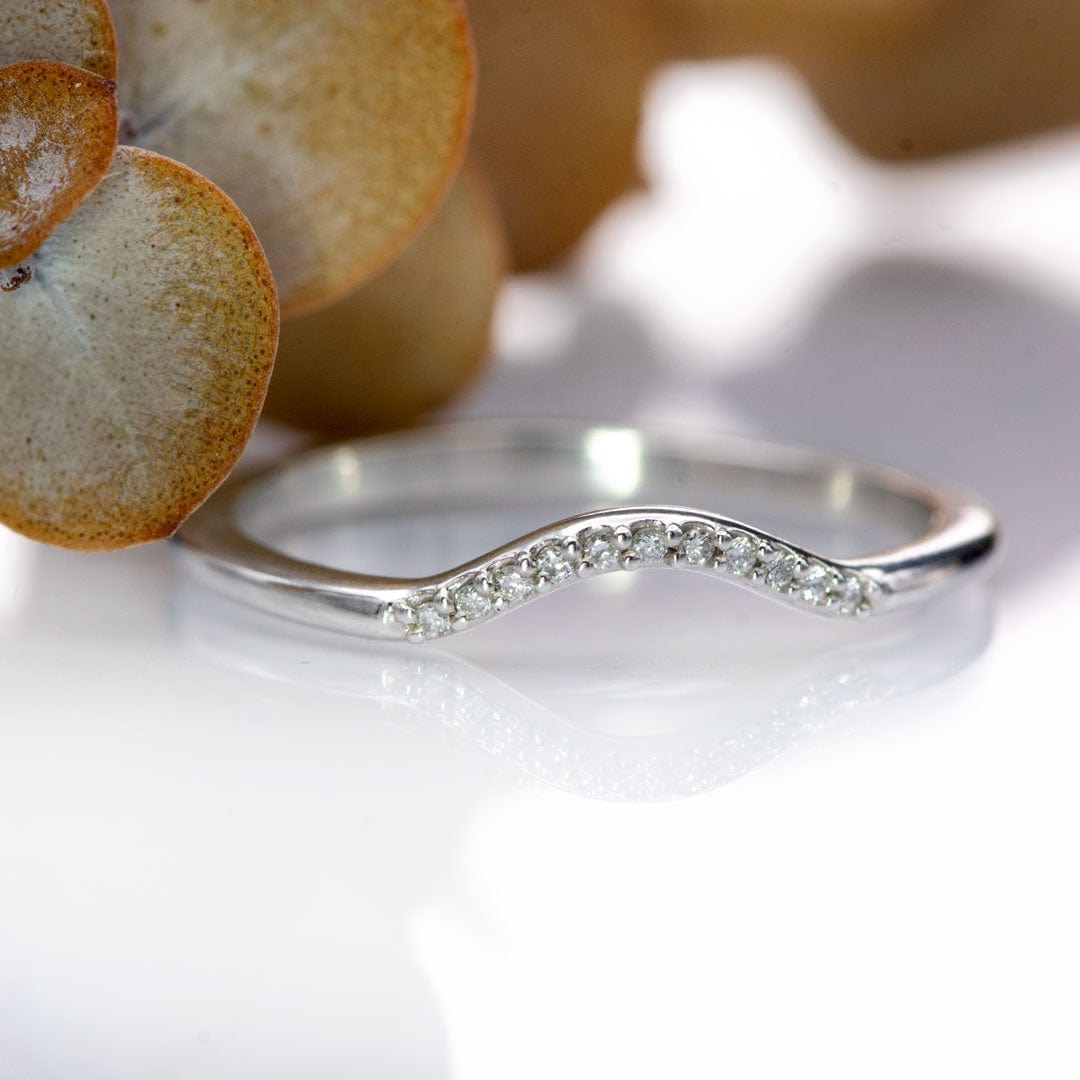 Cecilia Band - C-Shape Contoured Accented Diamond Sterling Silver Shadow Ring, Ready to Ship All White Lab-grown Diamonds Ring by Nodeform