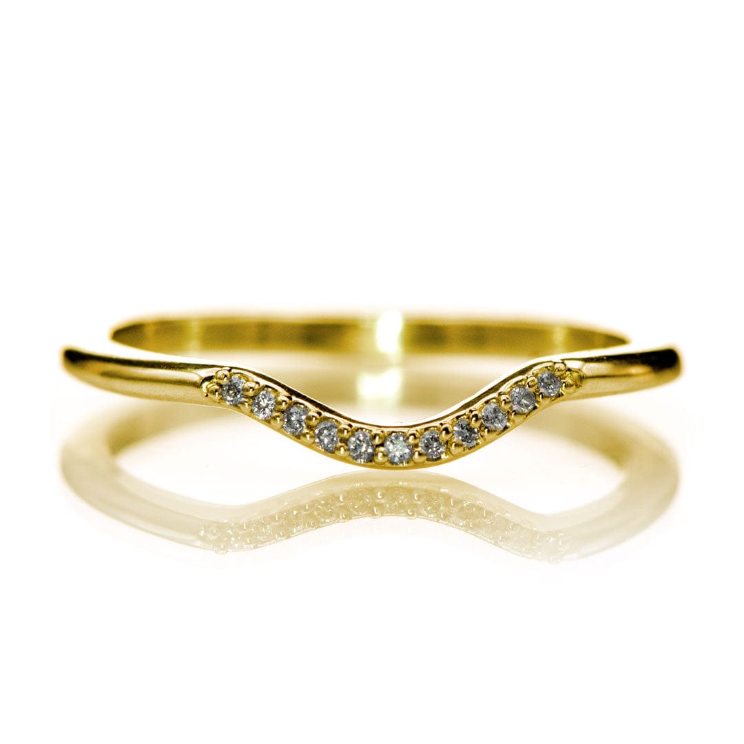Cecilia Band - C-Shape Contoured Accented Diamond, or Sapphire Shadow Wedding Ring All White Sapphires / 14K Yellow Gold Ring by Nodeform