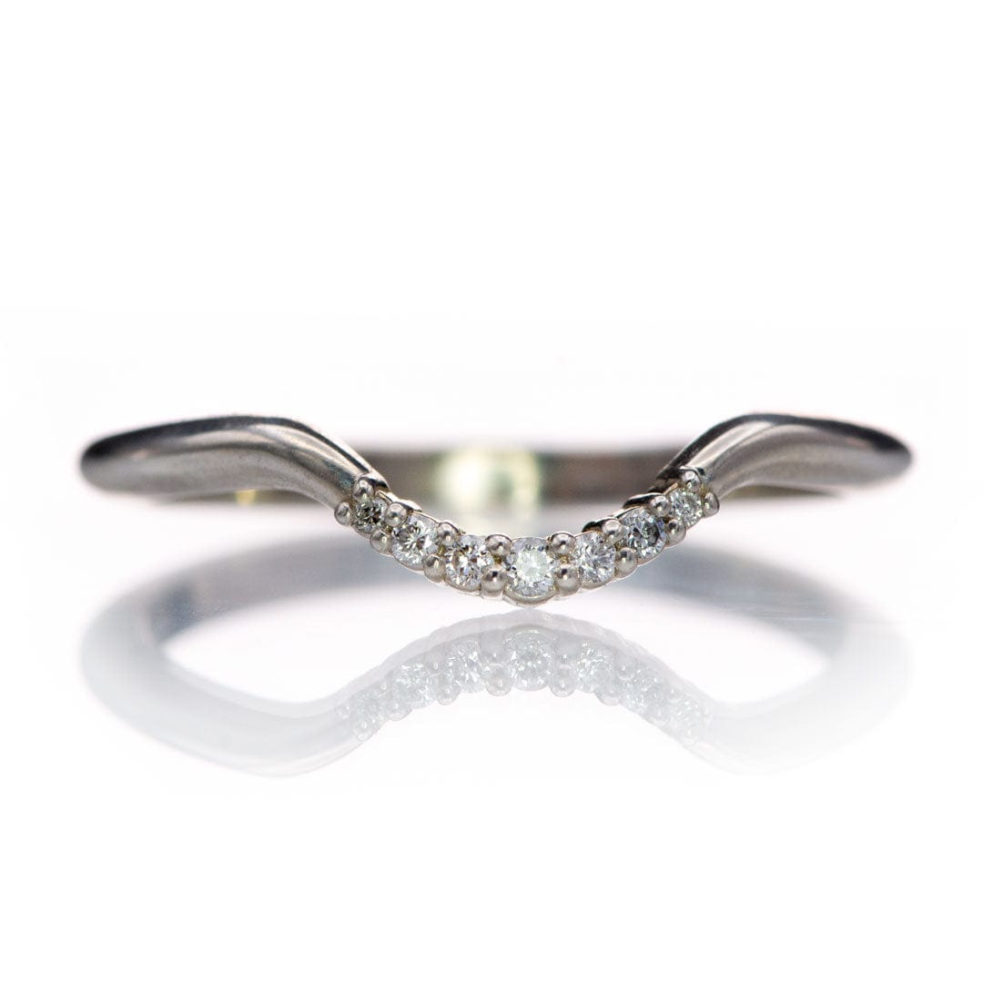 Celine Band - C-Shape Contoured Accented Diamond, or Sapphire Shadow Wedding Ring Ring by Nodeform