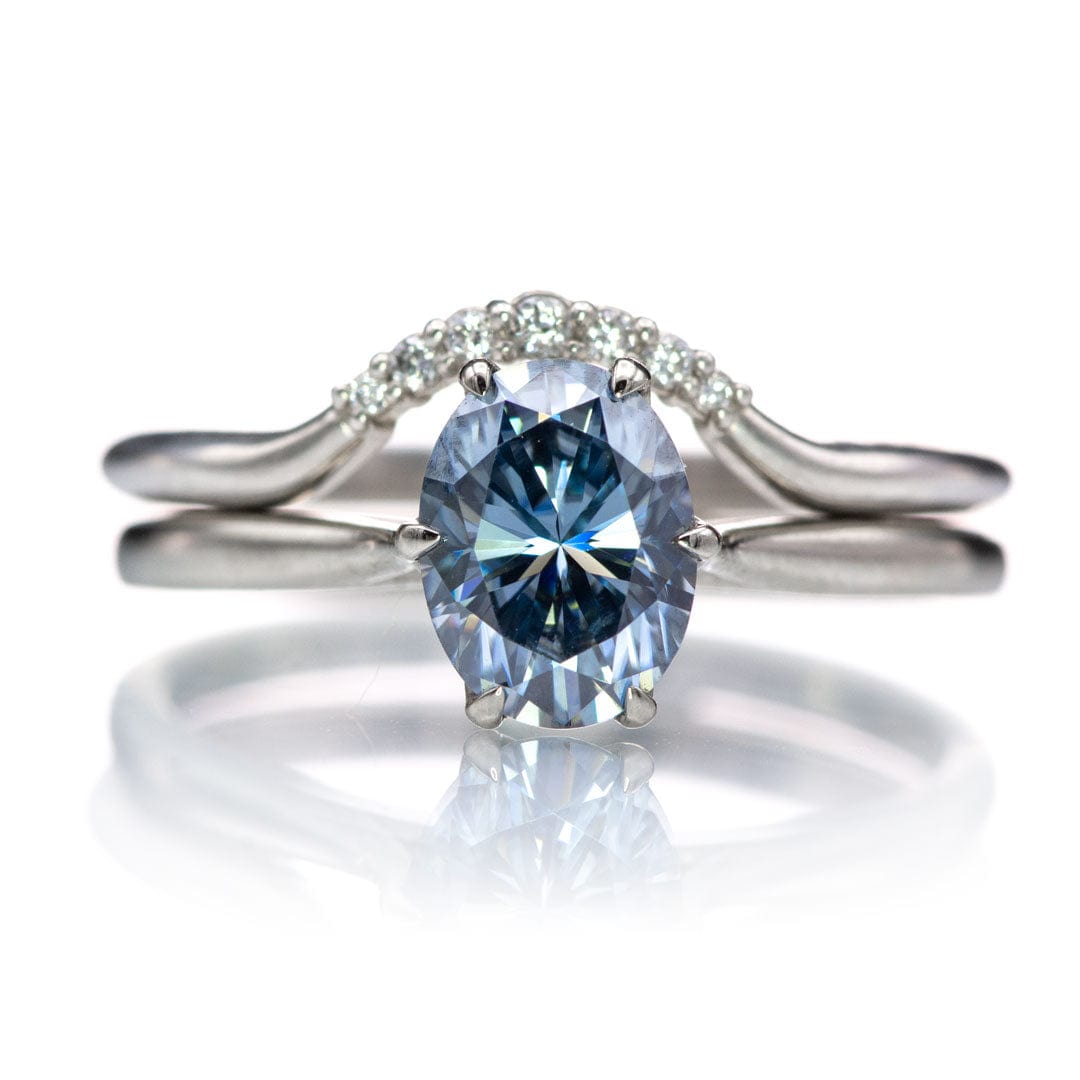 Celine Band - C-Shape Contoured Accented Diamond, or Sapphire Shadow Wedding Ring Ring by Nodeform